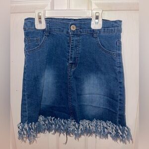 Girls denim skirt size 10/12. Knee length - VGUC